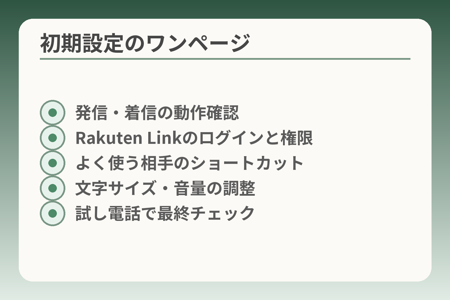 初期設定のワンページ