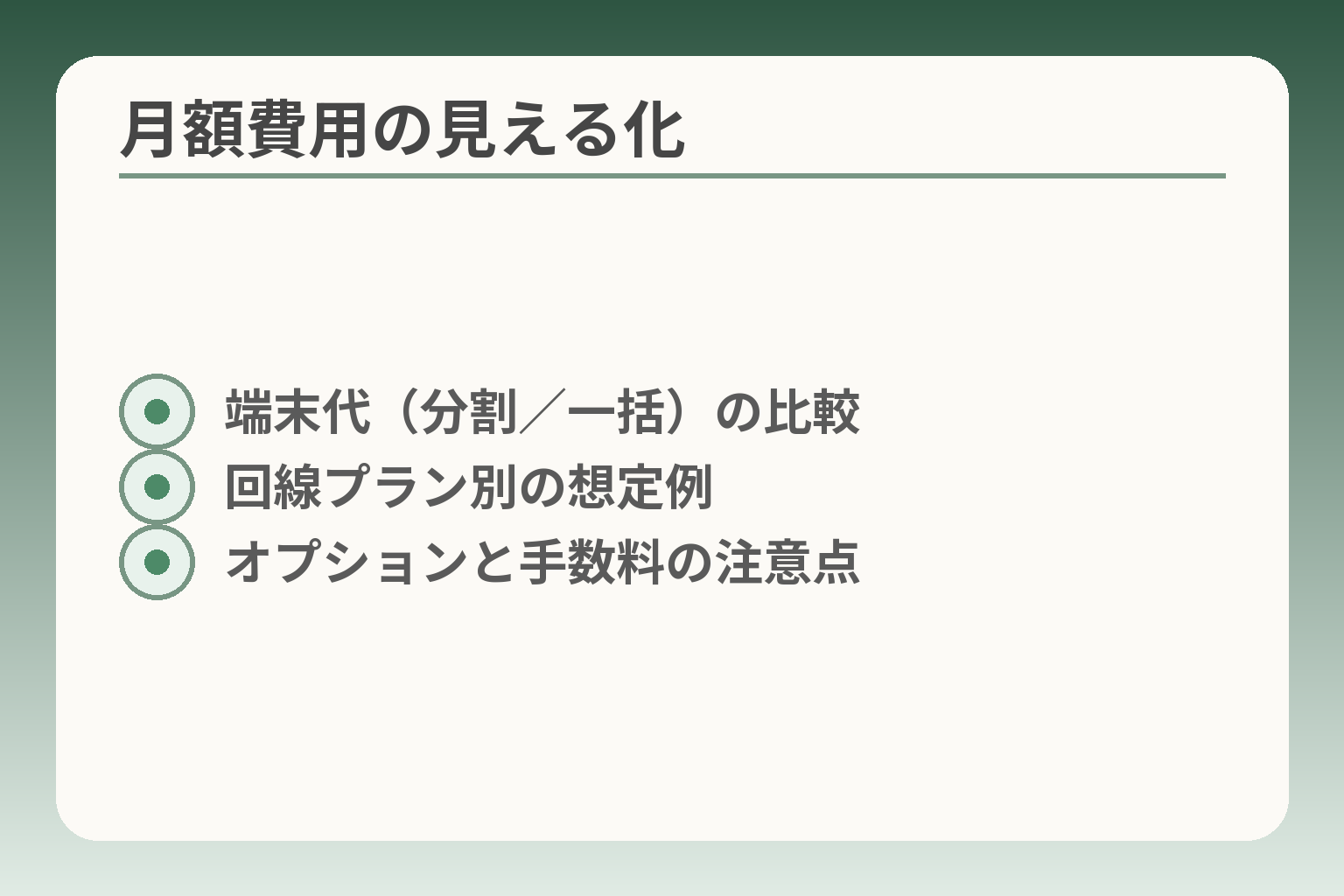 月額費用の見える化