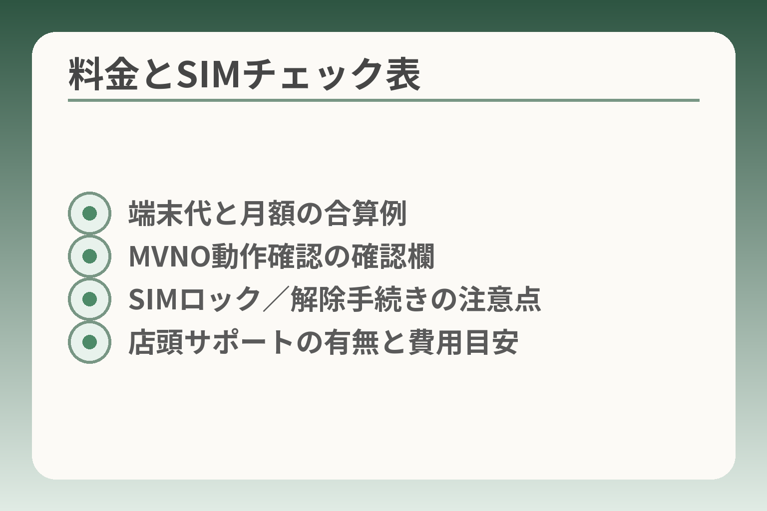 料金とSIMチェック表