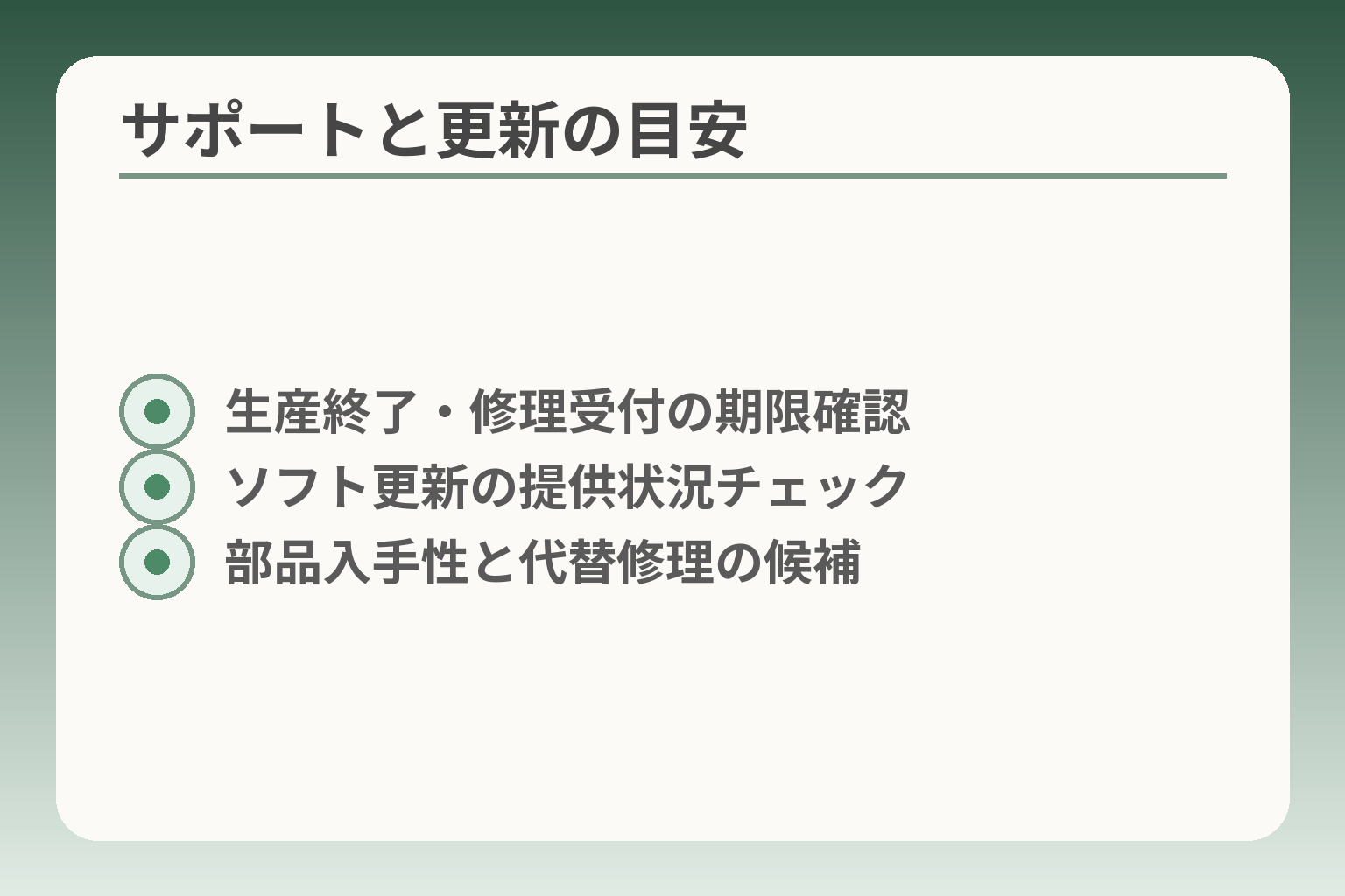 サポートと更新の目安