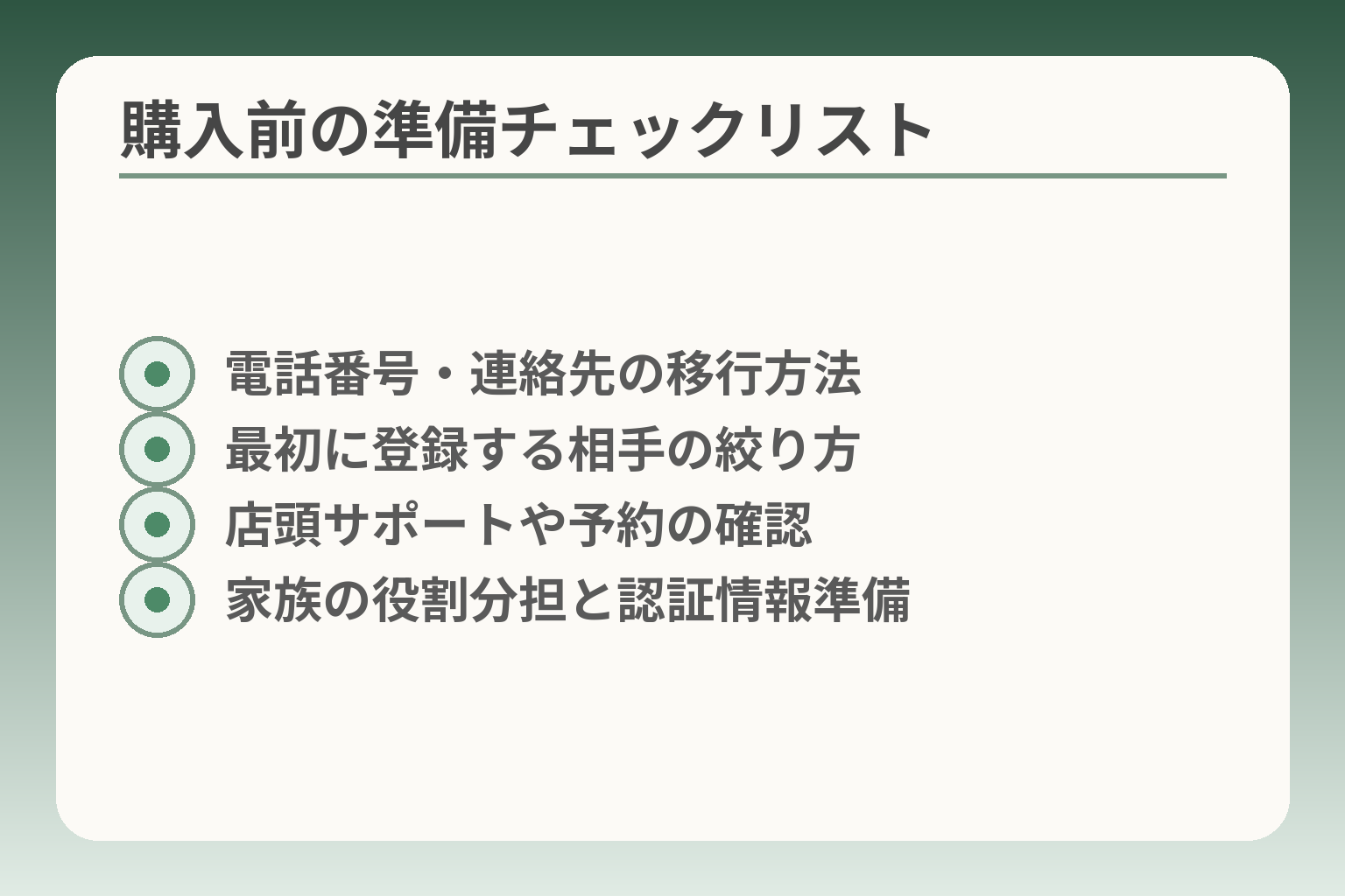 購入前の準備チェックリスト