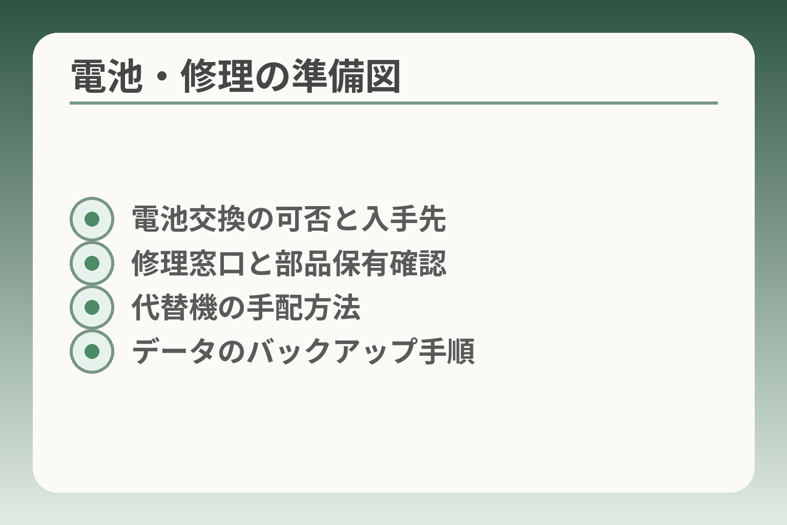 電池・修理の準備図