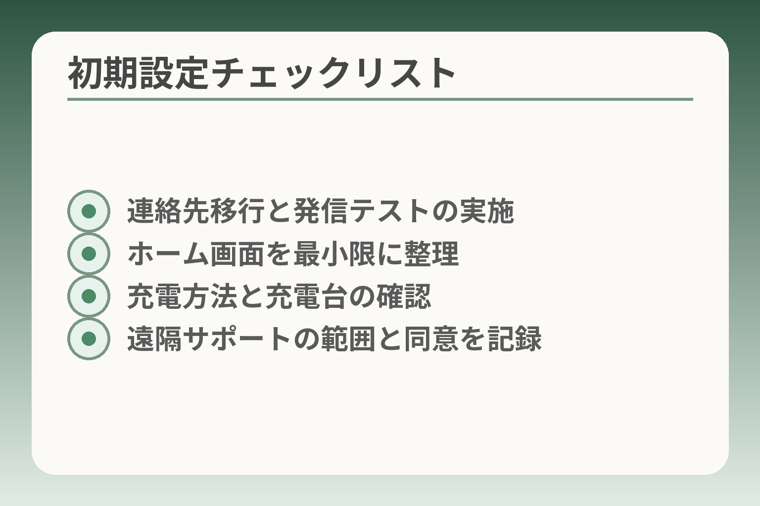 初期設定チェックリスト