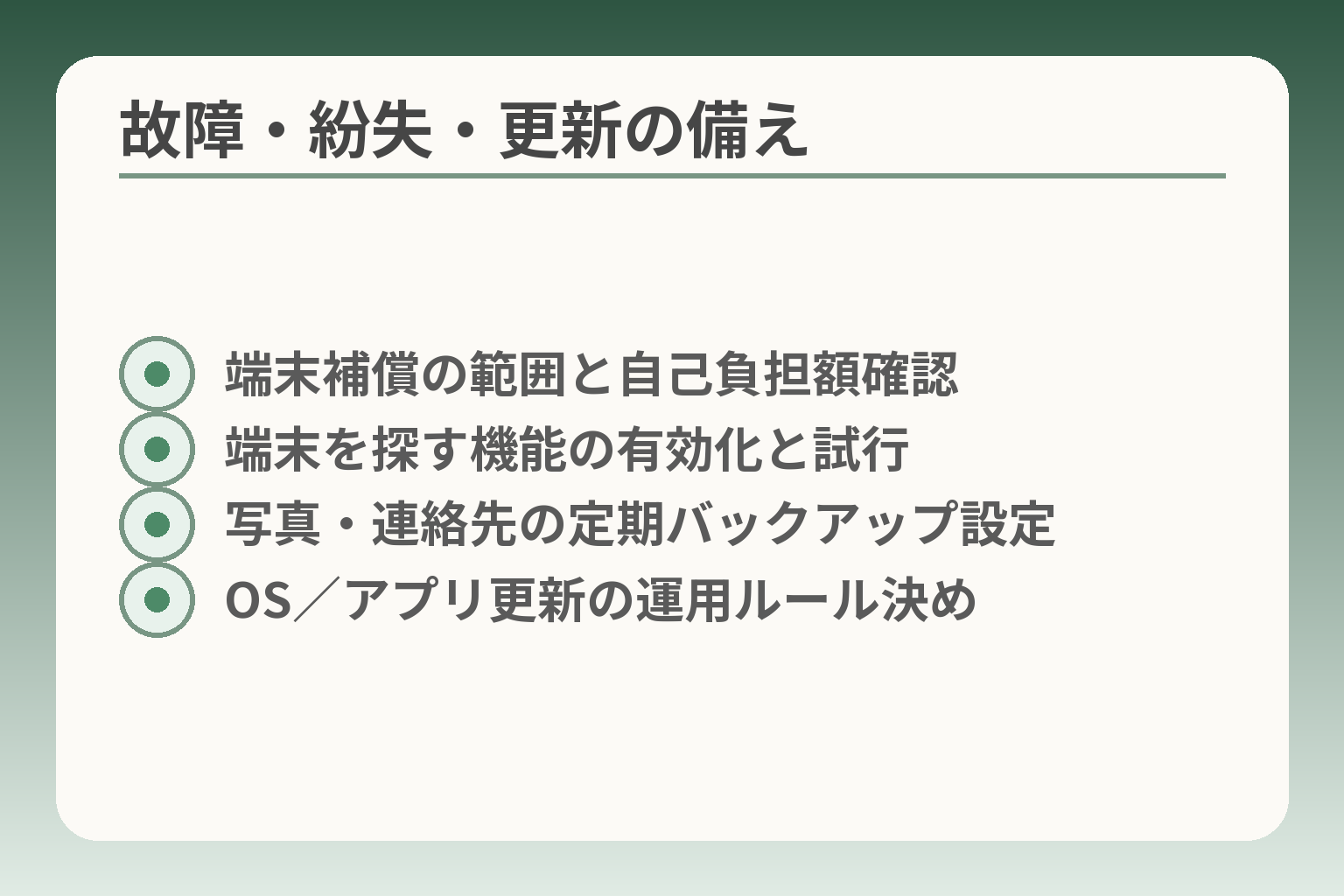 故障・紛失・更新の備え