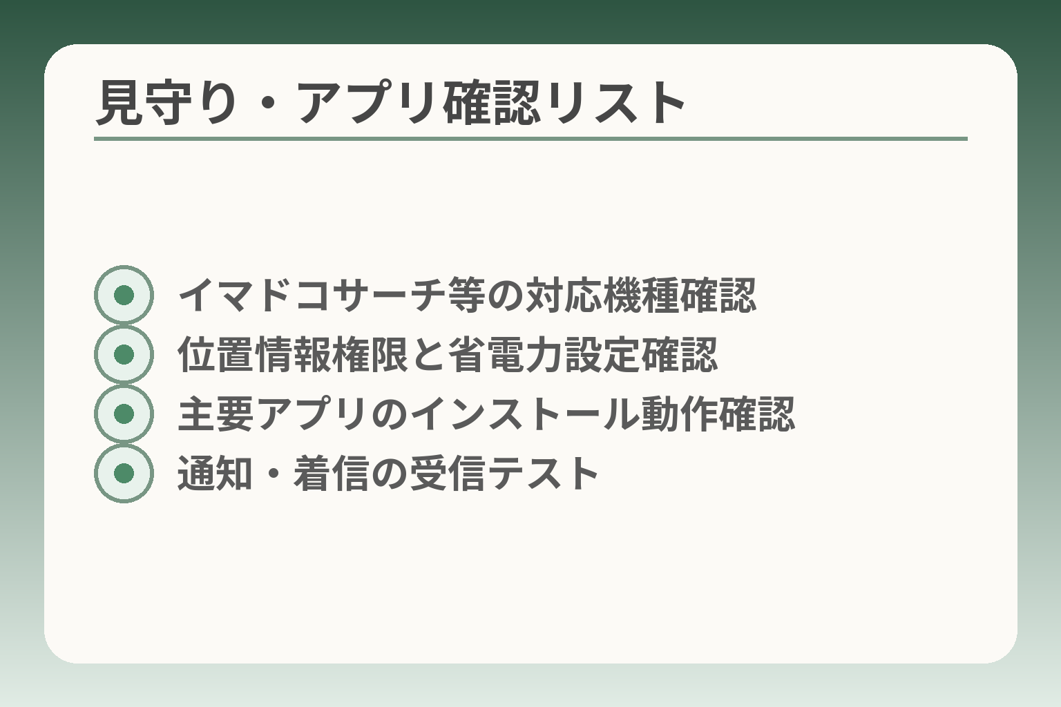 見守り・アプリ確認リスト