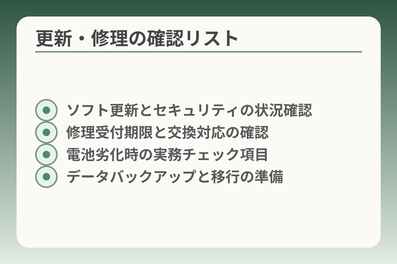 更新・修理の確認リスト