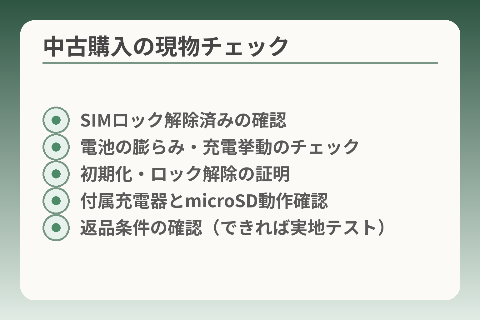 中古購入の現物チェック