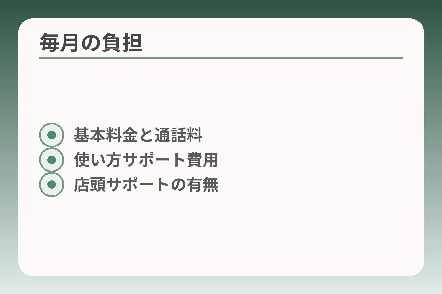 毎月の負担