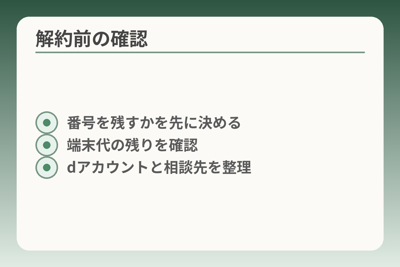 解約前の確認