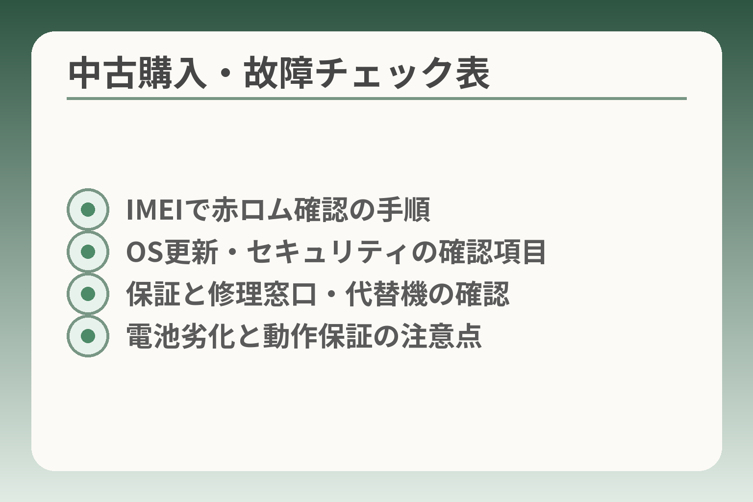 中古購入・故障チェック表