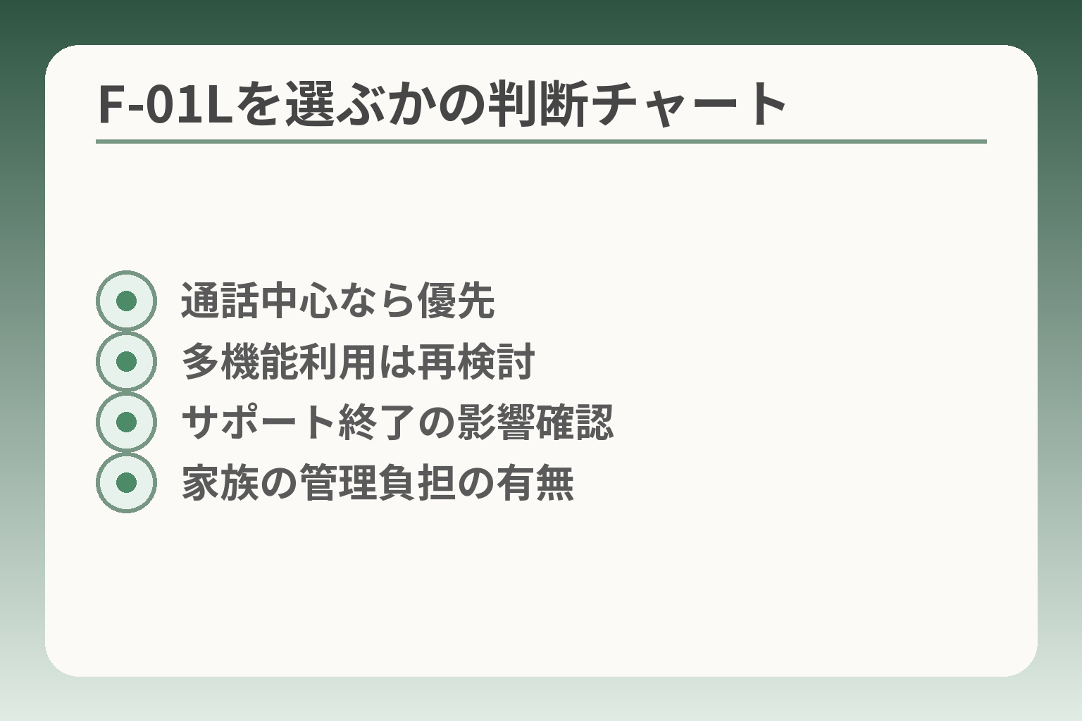 F-01Lを選ぶかの判断チャート