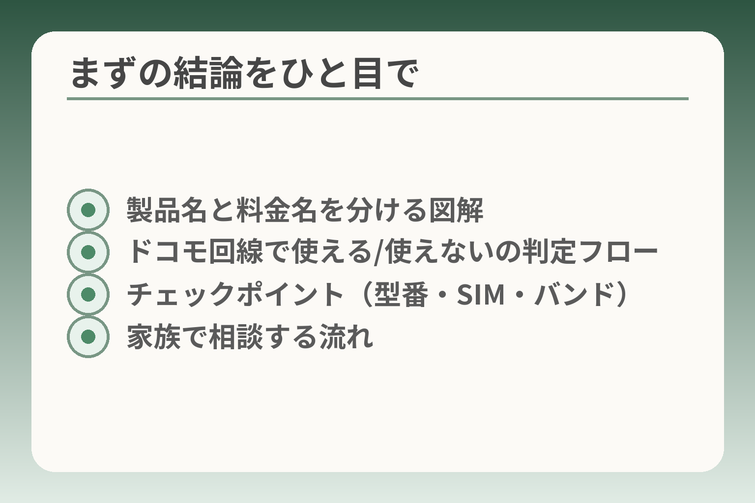 まずの結論をひと目で