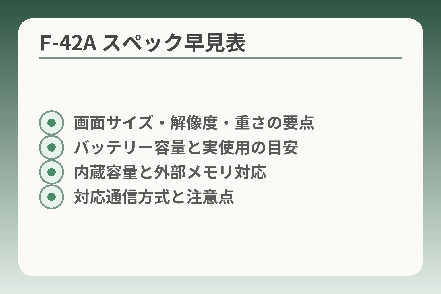 F-42A スペック早見表