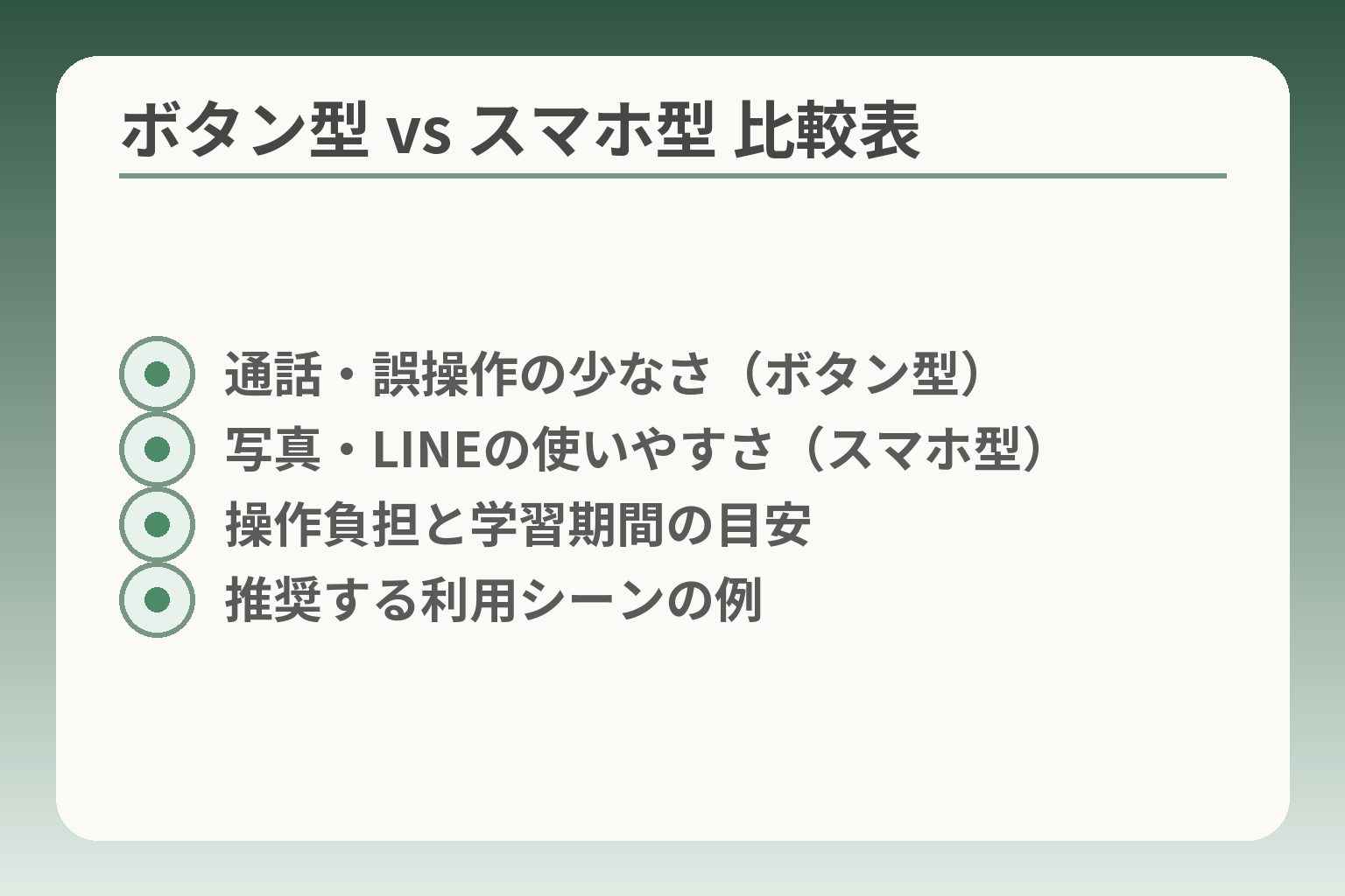 ボタン型 vs スマホ型 比較表
