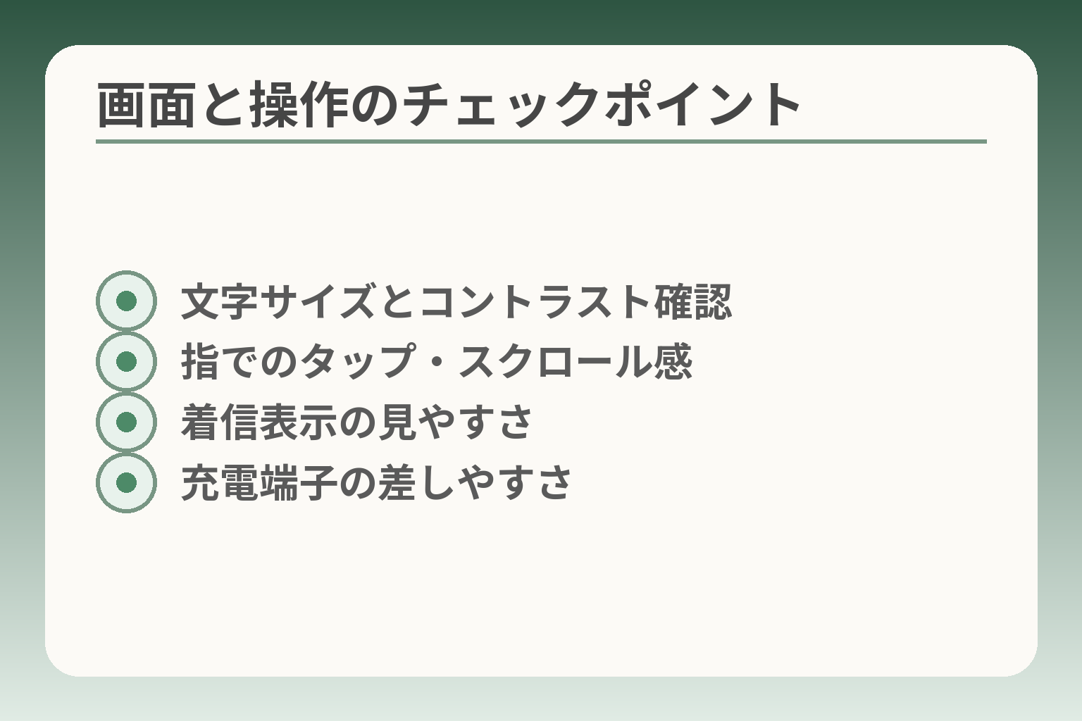画面と操作のチェックポイント