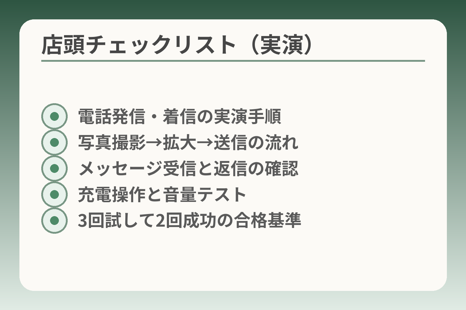 店頭チェックリスト（実演）