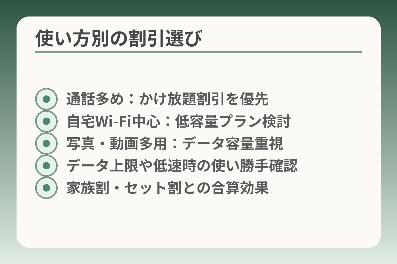 使い方別の割引選び