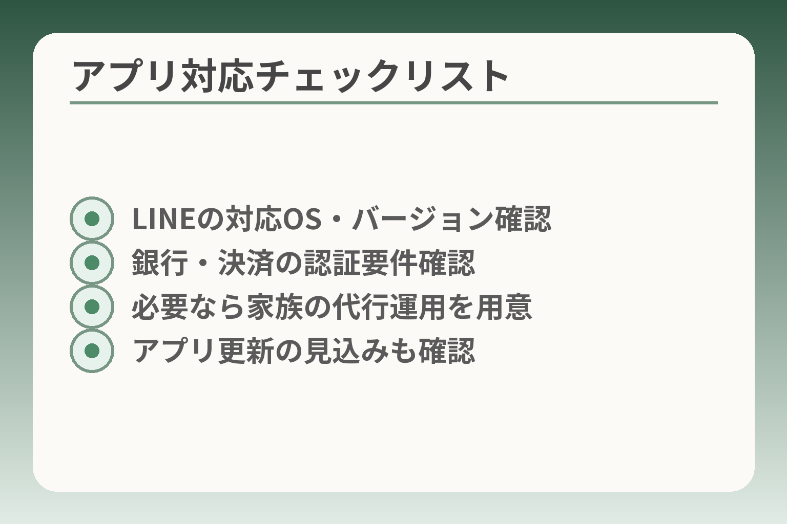 アプリ対応チェックリスト