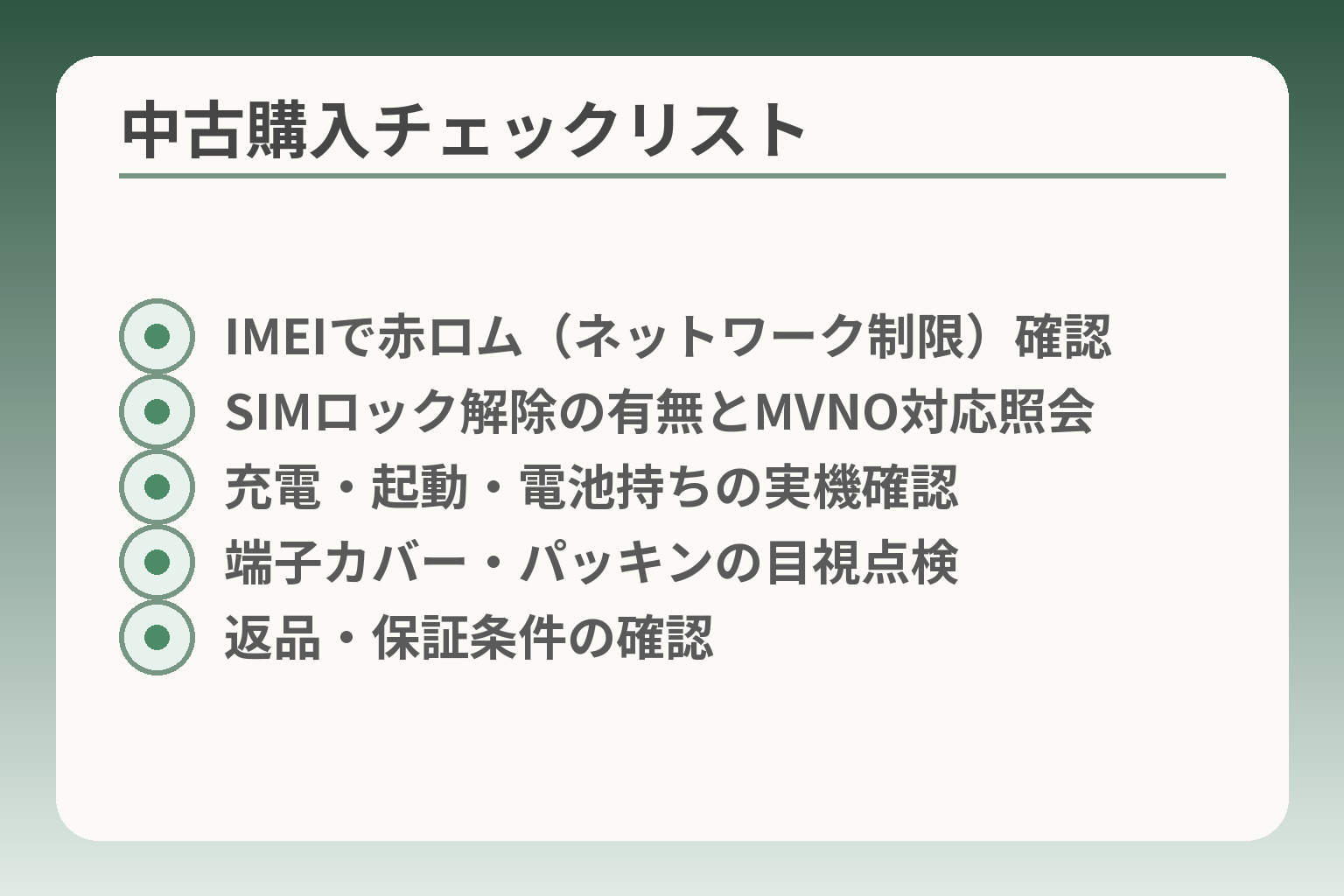 中古購入チェックリスト