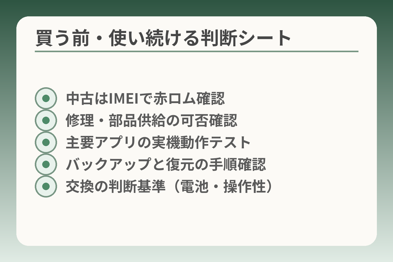 買う前・使い続ける判断シート