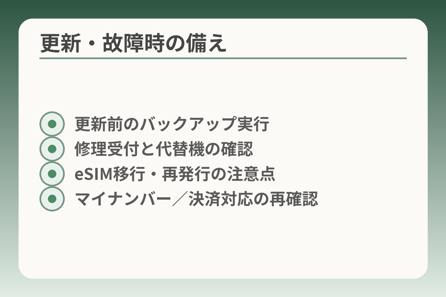 更新・故障時の備え