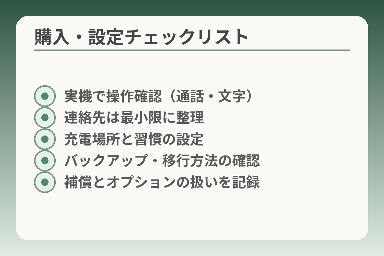 購入・設定チェックリスト
