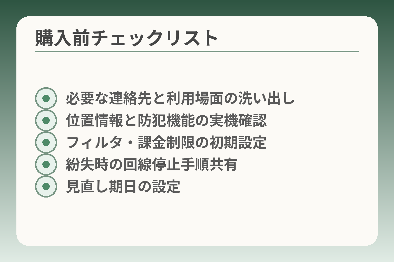 購入前チェックリスト